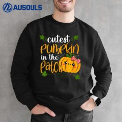 Kids Cutest Pumpkin In The Patch Halloween Fall Girls Toddlers Sweatshirt