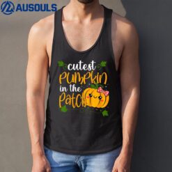 Kids Cutest Pumpkin In The Patch Halloween Fall Girls Toddlers Tank Top