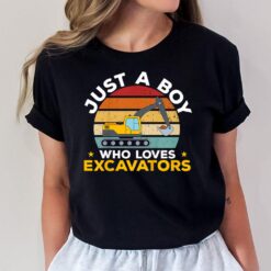 Kids Excavator Kids Just A Boy Who Loves Excavators T-Shirt