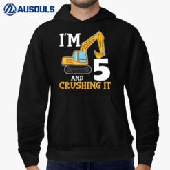 Kids Five 5yr 5th Birthday Digger Boy Construction 5 Years Old Hoodie