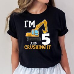 Kids Five 5yr 5th Birthday Digger Boy Construction 5 Years Old T-Shirt