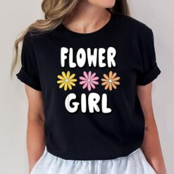 Kids Flower Girl - Cute Pretty Floral Simple Little Girls Pink T-Shirt