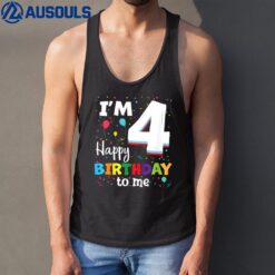 Kids Four 4yr 4th Birthday Happy Birthday Boy 4 Years Old Tank Top