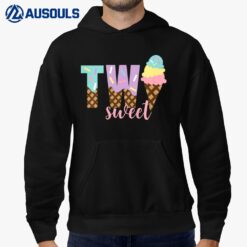 Kids Funny Kids Two Sweet Ice Cream Girls 2nd Birthday Hoodie