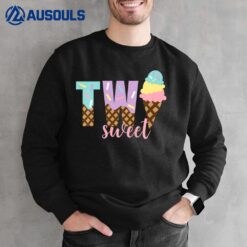 Kids Funny Kids Two Sweet Ice Cream Girls 2nd Birthday Sweatshirt