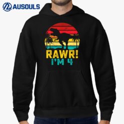 Kids Funny Rawr I'm 4 Dinosaur 4 Years Old Boy 4th Birthday T Rex Hoodie