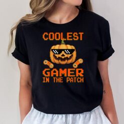 Kids Halloween Coolest Gamer In The Patch Boys Girls Pumpkin T-Shirt