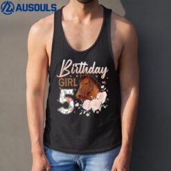 Kids Horse Lovers 5th Birthday Girl B-day 5 Year Old Tank Top