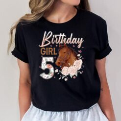 Kids Horse Lovers 5th Birthday Girl B-day 5 Year Old T-Shirt