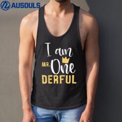 Kids I Am Mr Onederful 1st Birthday First One-Derful Baby Son Tank Top