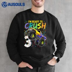 Kids I'm Ready to Crush 3 Monster Truck 3rd Birthday Boys Sweatshirt