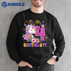 Kids Its My 4th Birthday Unicorn 4 Years Old Gift Girls Teens Sweatshirt