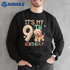 Kids It's My 9th Birthday Dog Lover Theme 9 Years Old Puppy Sweatshirt