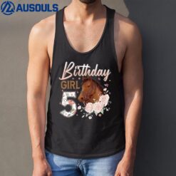 Kids Kids Horse Lovers 5th Birthday Girl B-day 5 Year Old Tank Top