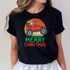 Kids Merry Christmas Santa Monster Truck Xmas PJ Toddler Boy T-Shirt
