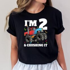 Kids Monster Truck 2nd Birthday Boy 2 Two Year Old Toddler T-Shirt