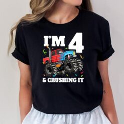 Kids Monster Truck 4th Birthday Boy 4 Four Year Old Toddler T-Shirt