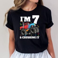 Kids Monster Truck 7th Birthday Boy 7 Seven Year Old T-Shirt