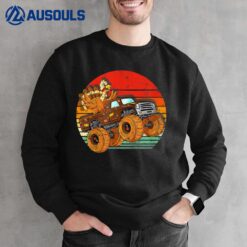 Kids Monster Truck Turkey Sunset Retro Thanksgiving Boys Toddler Sweatshirt