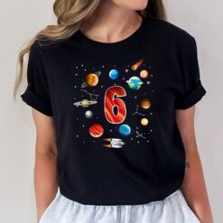 Kids Outer Space 6 Years Old 6th Birthday Boys Planets Astronaut T-Shirt