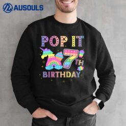 Kids Pop It 7th Birthday 7 Year Popping Party For Girls Pop It Sweatshirt
