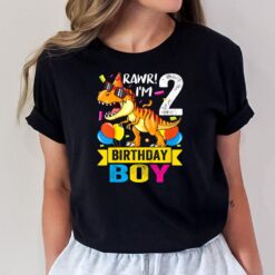 Kids Rawr I'm 2 2nd Birthday Dinosaur Boys Dino T Rex 2 Years Old T-Shirt