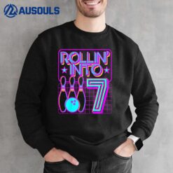 Kids Rollin Into 7 Bowling Bowler 7th Birthday Party For Kids Sweatshirt