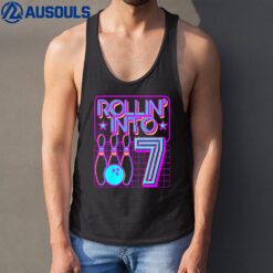 Kids Rollin Into 7 Bowling Bowler 7th Birthday Party For Kids Tank Top
