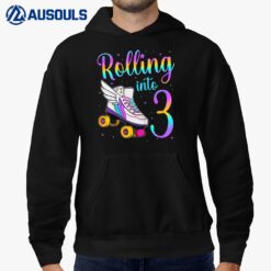 Kids Rolling Into 3 years. Lets Roll I'm Turning 3 Roller Skates Hoodie
