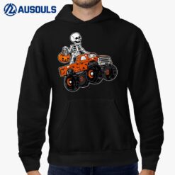 Kids Skeleton Riding Monster Truck Lazy Halloween Costume Pumpkin Hoodie