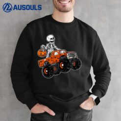 Kids Skeleton Riding Monster Truck Lazy Halloween Costume Pumpkin Sweatshirt