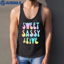 Kids Sweet Sassy and Five 5th Birthday Girl Tie Dye 5 Year Old Tank Top