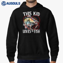Kids This Kid Loves to Fish Funny Vintage Fishing Gift Boys Girls Hoodie