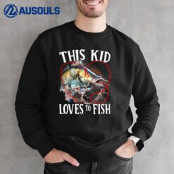 Kids This Kid Loves to Fish Funny Vintage Fishing Gift Boys Girls Sweatshirt