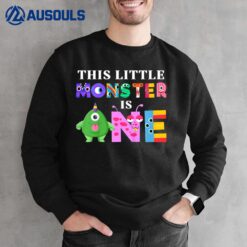 Kids This Little Monster is One 1st Birthday Party Family Monster Sweatshirt