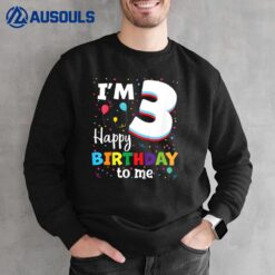 Kids Three 3yr 3th Birthday Happy Birthday Boys Girls 3 Years Old Sweatshirt