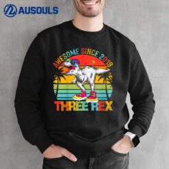 Kids Three Rex 3rd Birthday Boy Third Dinosaur Awesome Since 2019 Sweatshirt