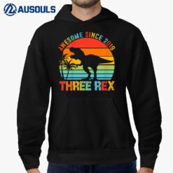 Kids Three Rex 3rd Birthday Gifts Third Dinosaur 3 Year Old Boy Hoodie