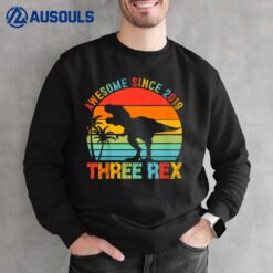 Kids Three Rex 3rd Birthday Gifts Third Dinosaur 3 Year Old Boy Sweatshirt