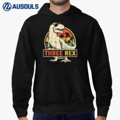 Kids Three Rex 3rd Birthday  Third Dinosaur 3 Year Old Hoodie