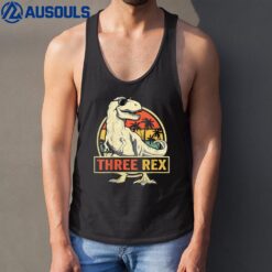 Kids Three Rex 3rd Birthday  Third Dinosaur 3 Year Old Tank Top