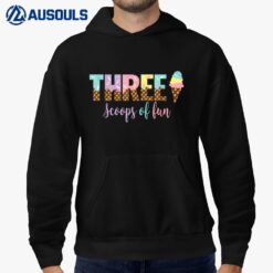 Kids Three Scoops Of Fun Ice Cream Girls 3rd Birthday Hoodie