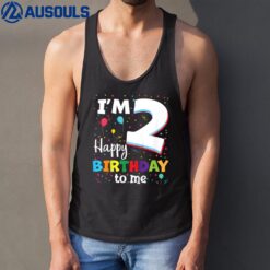 Kids Two 2yr 2th Birthday Happy Birthday Boy 2 Years Old Tank Top