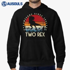 Kids Two Dinosaur 2 Years Old 2021 Two-Rex 2nd Birthday Hoodie