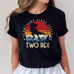 Kids Two Dinosaur 2 Years Old 2021 Two-Rex 2nd Birthday T-Shirt