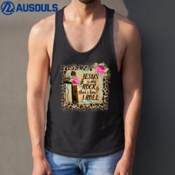 Leopard Jesus is my rock and that is how I roll Funny Tank Top
