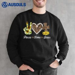 Leopard Peace Love Jesus Lovers Christ Cross Hippie Sweatshirt