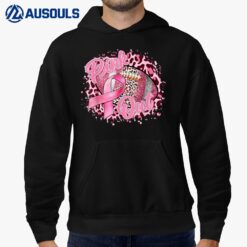 Leopard Pink Out Football Tackle Breast Cancer Warrior Girls Hoodie