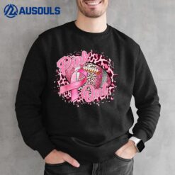 Leopard Pink Out Football Tackle Breast Cancer Warrior Girls Sweatshirt