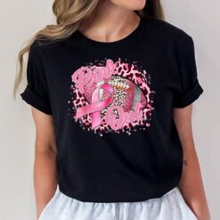 Leopard Pink Out Football Tackle Breast Cancer Warrior Girls T-Shirt
